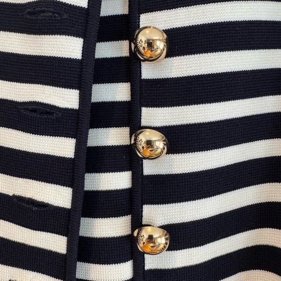 Zara Navy and White Striped Blazer with Gold Buttons - Picture 2 of 6